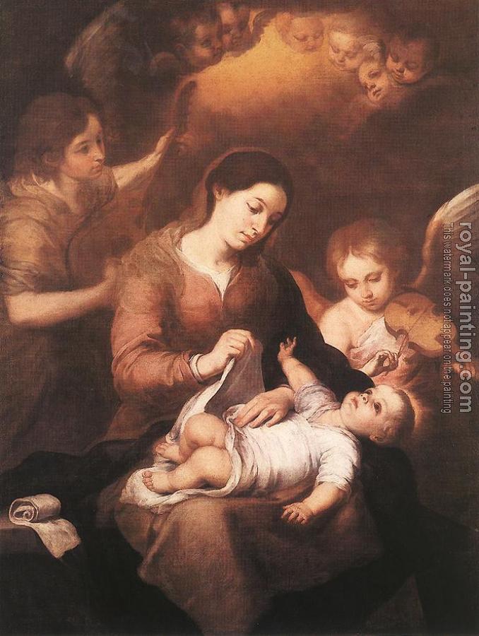 Bartolome Esteban Murillo : Mary and Child with Angels Playing Music